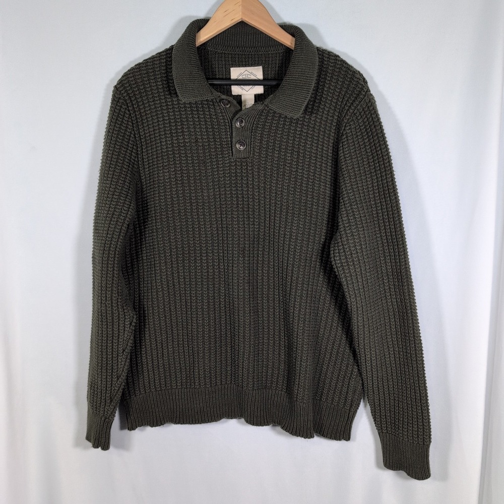 St John's Bay Sweater Mens Green Heavy  Knit Blend  Sz Large